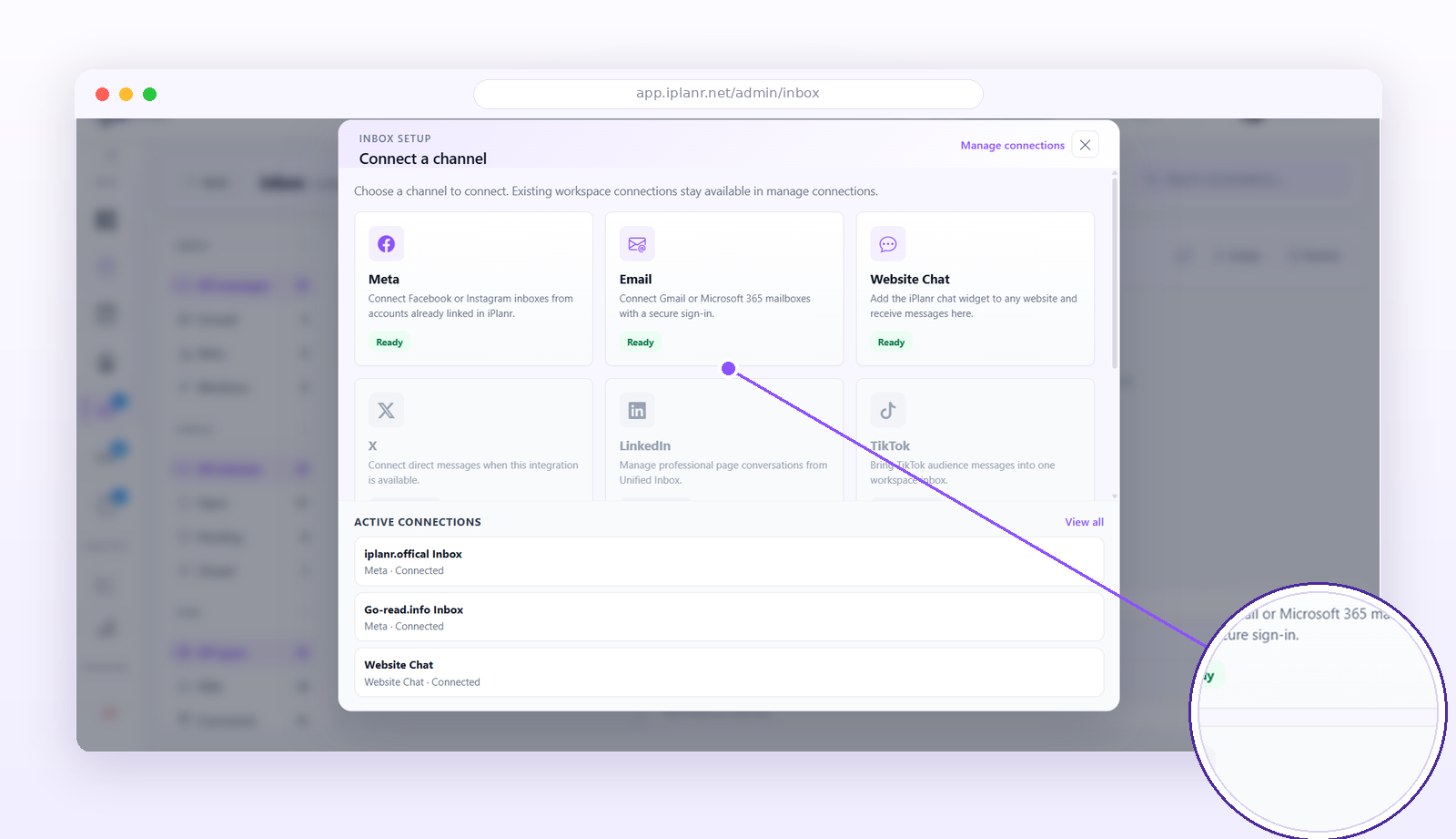 Connecting inbox channels