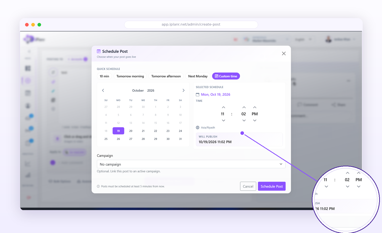 Scheduling options in the composer